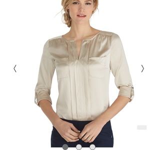 White House Black Market WHBM medium silk blouse